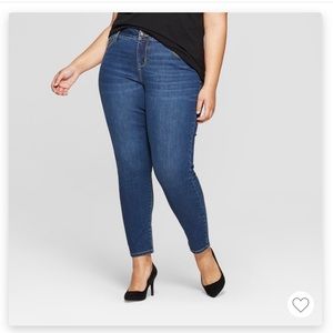 Ava & Viv Dark Wash High Waisted Skinny Jeans with Comfort Waistband